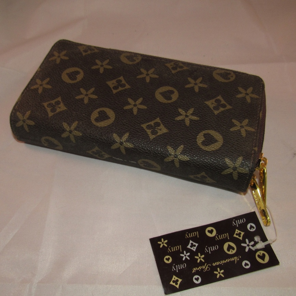 American Spirit Wallet Brown Doubled Zippered New